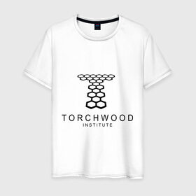 Мужская футболка хлопок с принтом Torchwood Institute в Тюмени, 100% хлопок | прямой крой, круглый вырез горловины, длина до линии бедер, слегка спущенное плечо. | doctor | doctor who | torchwood | доктор | доктор кто | торчвуд