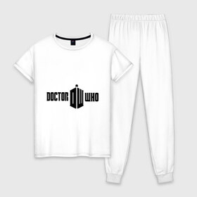 Женская пижама хлопок с принтом Doctor Who в Тюмени, 100% хлопок | брюки и футболка прямого кроя, без карманов, на брюках мягкая резинка на поясе и по низу штанин | doctor who | доктор кто