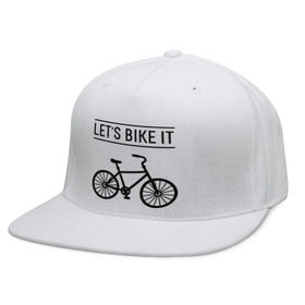 Кепка снепбек с прямым козырьком с принтом Let`s bike it в Тюмени, хлопок 100% |  | bike | ride | байк | велик | велогонщик | велопробег | велосипед | велоспорт | кататься | прокатись
