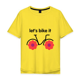 Мужская футболка хлопок Oversize с принтом Цветочный велик в Тюмени, 100% хлопок | свободный крой, круглый ворот, “спинка” длиннее передней части | bike | lets bike it | ride | байк | велик | велогонщик | велопробег | велосипед | велосипедист | велоспорт | кататься | прокатись | цветок | цветы