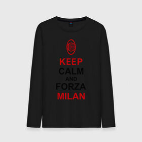 Мужской лонгслив хлопок с принтом keep calm and Forza Milan в Тюмени, 100% хлопок |  | болельщикам | матч | милан | спорт | фк | футбол | футбольный клуб
