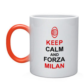 Кружка хамелеон с принтом keep calm and Forza Milan в Тюмени, керамика | меняет цвет при нагревании, емкость 330 мл | болельщикам | матч | милан | спорт | фк | футбол | футбольный клуб