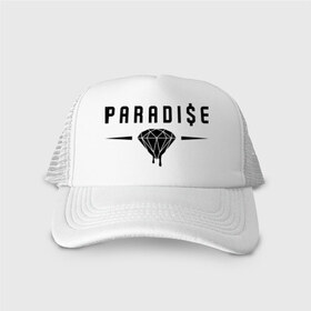 Кепка тракер с сеткой с принтом Paradise Diamond в Тюмени, трикотажное полотно; задняя часть — сетка | длинный козырек, универсальный размер, пластиковая застежка | Тематика изображения на принте: swag | алмаз | бриллиант | драгоценности | камень | сваг | свэг