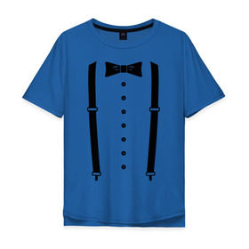 Мужская футболка хлопок Oversize с принтом Gentleman в Тюмени, 100% хлопок | свободный крой, круглый ворот, “спинка” длиннее передней части | галстук | костюм | одежда | подтяжки | рубашка