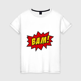 Женская футболка хлопок с принтом Cartoon Bam! в Тюмени, 100% хлопок | прямой крой, круглый вырез горловины, длина до линии бедер, слегка спущенное плечо | бам | комикс | мультик