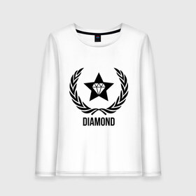 Женский лонгслив хлопок с принтом Diamond Star в Тюмени, 100% хлопок |  | bshirts | swag | алмаз | бриллиант | драгоценности | камень | сваг | свэг