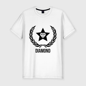 Мужская футболка премиум с принтом Diamond Star в Тюмени, 92% хлопок, 8% лайкра | приталенный силуэт, круглый вырез ворота, длина до линии бедра, короткий рукав | bshirts | swag | алмаз | бриллиант | драгоценности | камень | сваг | свэг