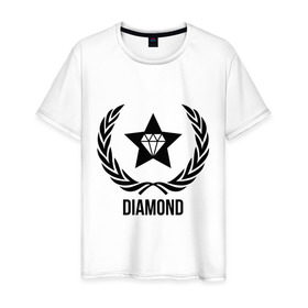Мужская футболка хлопок с принтом Diamond Star в Тюмени, 100% хлопок | прямой крой, круглый вырез горловины, длина до линии бедер, слегка спущенное плечо. | bshirts | swag | алмаз | бриллиант | драгоценности | камень | сваг | свэг