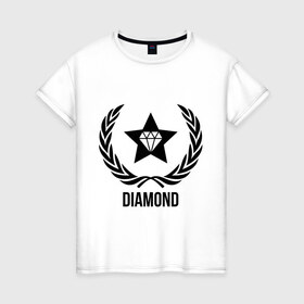 Женская футболка хлопок с принтом Diamond Star в Тюмени, 100% хлопок | прямой крой, круглый вырез горловины, длина до линии бедер, слегка спущенное плечо | bshirts | swag | алмаз | бриллиант | драгоценности | камень | сваг | свэг