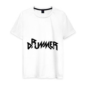 Мужская футболка хлопок с принтом Drummer в Тюмени, 100% хлопок | прямой крой, круглый вырез горловины, длина до линии бедер, слегка спущенное плечо. | rock | барабанщик | музыка | музыкант | рок группа | ударные