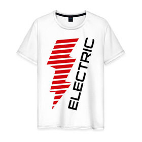 Мужская футболка хлопок с принтом Electric Line в Тюмени, 100% хлопок | прямой крой, круглый вырез горловины, длина до линии бедер, слегка спущенное плечо. | club | dance | electronic | клуб | клубная музыка | клубняк | тусовка | электронная музыка