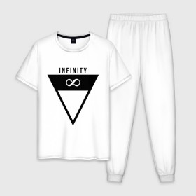 Мужская пижама хлопок с принтом Infinity Triangle в Тюмени, 100% хлопок | брюки и футболка прямого кроя, без карманов, на брюках мягкая резинка на поясе и по низу штанин
 | infinity | infinity triangle | swag | triangle | бесконечность | инфинити | свег | треугольник