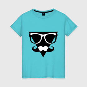 Женская футболка хлопок с принтом Moustache Triangle в Тюмени, 100% хлопок | прямой крой, круглый вырез горловины, длина до линии бедер, слегка спущенное плечо | 