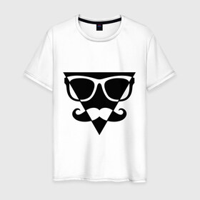Мужская футболка хлопок с принтом Moustache Triangle в Тюмени, 100% хлопок | прямой крой, круглый вырез горловины, длина до линии бедер, слегка спущенное плечо. | 