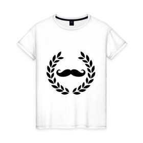 Женская футболка хлопок с принтом Win Moustaches в Тюмени, 100% хлопок | прямой крой, круглый вырез горловины, длина до линии бедер, слегка спущенное плечо | 