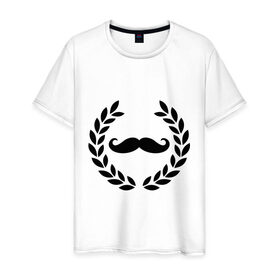 Мужская футболка хлопок с принтом Win Moustaches в Тюмени, 100% хлопок | прямой крой, круглый вырез горловины, длина до линии бедер, слегка спущенное плечо. | 