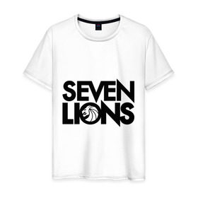 Мужская футболка хлопок с принтом 7 Lions в Тюмени, 100% хлопок | прямой крой, круглый вырез горловины, длина до линии бедер, слегка спущенное плечо. | seven lions | лев | львы | семь | семь львов