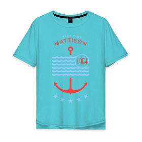 Мужская футболка хлопок Oversize с принтом MATTISON яхт-клуб в Тюмени, 100% хлопок | свободный крой, круглый ворот, “спинка” длиннее передней части | Тематика изображения на принте: mattison | маттисон | море | якорь | яхкт клуб
