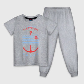 Детская пижама хлопок с принтом MATTISON яхт-клуб в Тюмени, 100% хлопок |  брюки и футболка прямого кроя, без карманов, на брюках мягкая резинка на поясе и по низу штанин
 | mattison | маттисон | море | якорь | яхкт клуб