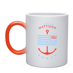 Кружка хамелеон с принтом MATTISON яхт-клуб в Тюмени, керамика | меняет цвет при нагревании, емкость 330 мл | mattison | маттисон | море | якорь | яхкт клуб