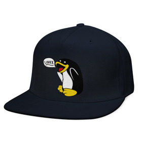 Кепка снепбек с прямым козырьком с принтом Пингвин: Linux в Тюмени, хлопок 100% |  | пингвин