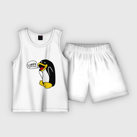 Детская пижама с шортами хлопок с принтом Пингвин: 