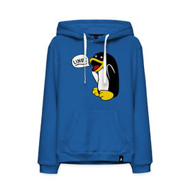 Мужская толстовка с принтом Пингвин: Linux в Тюмени, френч-терри, мягкий теплый начес внутри (100% хлопок) | карман-кенгуру, эластичные манжеты и нижняя кромка, капюшон с подкладом и шнурком | пингвин