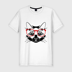 Мужская футболка премиум с принтом Котэ в Тюмени, 92% хлопок, 8% лайкра | приталенный силуэт, круглый вырез ворота, длина до линии бедра, короткий рукав | домашний животные | животные | котэ | кошка в очках | кошки