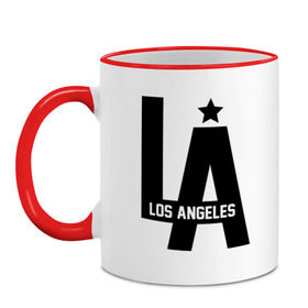 Кружка двухцветная с принтом Los Angeles Star в Тюмени, керамика | объем — 330 мл, диаметр — 80 мм. Цветная ручка и кайма сверху, в некоторых цветах — вся внутренняя часть | la | la style | los andgeles | los angeles | rnd | star | usa | америка | город ангелов | города | лос анджелес | лос анжелес | лосанджелес | лосанжелес | рэп | страны | сша | штаты