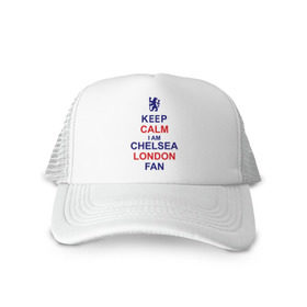 Кепка тракер с сеткой с принтом keep calm I am Chelsea London fan в Тюмени, трикотажное полотно; задняя часть — сетка | длинный козырек, универсальный размер, пластиковая застежка | лондон