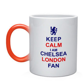 Кружка хамелеон с принтом keep calm I am Chelsea London fan в Тюмени, керамика | меняет цвет при нагревании, емкость 330 мл | лондон