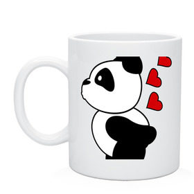 Кружка с принтом Поцелуй панды (парная) в Тюмени, керамика | объем — 330 мл, диаметр — 80 мм. Принт наносится на бока кружки, можно сделать два разных изображения | панда