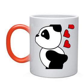 Кружка хамелеон с принтом Поцелуй панды (парная) в Тюмени, керамика | меняет цвет при нагревании, емкость 330 мл | панда