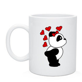 Кружка с принтом Поцелуй панды (парная) в Тюмени, керамика | объем — 330 мл, диаметр — 80 мм. Принт наносится на бока кружки, можно сделать два разных изображения | Тематика изображения на принте: панда