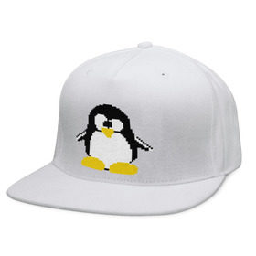 Кепка снепбек с прямым козырьком с принтом Битовый пингвин Linux в Тюмени, хлопок 100% |  | админам | компьютерные | линукс | операционная система | ос