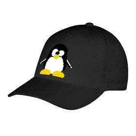 Бейсболка с принтом Битовый пингвин Linux в Тюмени, 100% хлопок | классический козырек, металлическая застежка-регулятор размера | админам | компьютерные | линукс | операционная система | ос