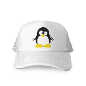 Кепка тракер с сеткой с принтом Битовый пингвин Linux в Тюмени, трикотажное полотно; задняя часть — сетка | длинный козырек, универсальный размер, пластиковая застежка | админам | компьютерные | линукс | операционная система | ос