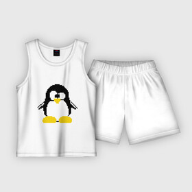 Детская пижама с шортами хлопок с принтом Битовый пингвин Linux в Тюмени,  |  | админам | компьютерные | линукс | операционная система | ос