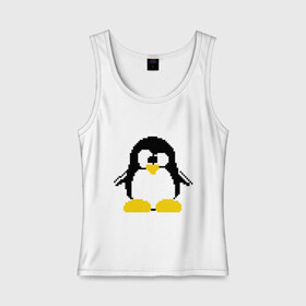 Женская майка хлопок с принтом Битовый пингвин Linux в Тюмени, 95% хлопок, 5% эластан |  | админам | компьютерные | линукс | операционная система | ос