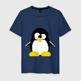 Мужская футболка хлопок с принтом Битовый пингвин Linux в Тюмени, 100% хлопок | прямой крой, круглый вырез горловины, длина до линии бедер, слегка спущенное плечо. | Тематика изображения на принте: админам | компьютерные | линукс | операционная система | ос