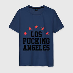 Мужская футболка хлопок с принтом Los Fucking Angeles в Тюмени, 100% хлопок | прямой крой, круглый вырез горловины, длина до линии бедер, слегка спущенное плечо. | america | usa | америка | лос анджелес | лос анжелес | политические | страны | сша | штаты
