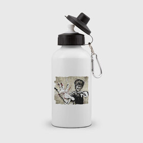 Бутылка спортивная с принтом Bruce Lee в Тюмени, металл | емкость — 500 мл, в комплекте две пластиковые крышки и карабин для крепления | брюс ли
