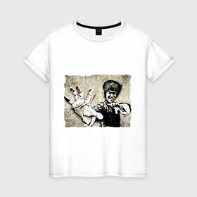 Женская футболка хлопок с принтом Bruce Lee в Тюмени, 100% хлопок | прямой крой, круглый вырез горловины, длина до линии бедер, слегка спущенное плечо | брюс ли
