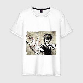 Мужская футболка хлопок с принтом Bruce Lee в Тюмени, 100% хлопок | прямой крой, круглый вырез горловины, длина до линии бедер, слегка спущенное плечо. | Тематика изображения на принте: брюс ли