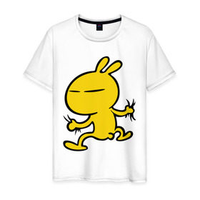 Мужская футболка хлопок с принтом Заяц-ниндзя в Тюмени, 100% хлопок | прямой крой, круглый вырез горловины, длина до линии бедер, слегка спущенное плечо. | заяц ниндзя | мультика | мультяшки
