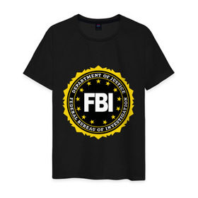 Мужская футболка хлопок с принтом FBI в Тюмени, 100% хлопок | прямой крой, круглый вырез горловины, длина до линии бедер, слегка спущенное плечо. | fbi | federal bureau of investigation | newtop | америка | спецслужбы | сша | фбр | федеральное бюро расследований