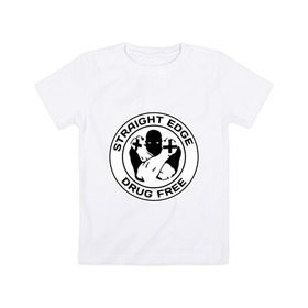 Детская футболка хлопок с принтом Streght edge (sXe) (3) в Тюмени, 100% хлопок | круглый вырез горловины, полуприлегающий силуэт, длина до линии бедер | Тематика изображения на принте: drug free | hardcore | streght edge | sxe | музыка