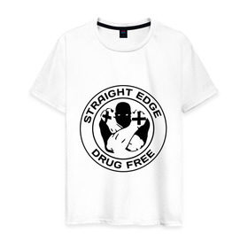 Мужская футболка хлопок с принтом Streght edge (sXe) (3) в Тюмени, 100% хлопок | прямой крой, круглый вырез горловины, длина до линии бедер, слегка спущенное плечо. | drug free | hardcore | streght edge | sxe | музыка