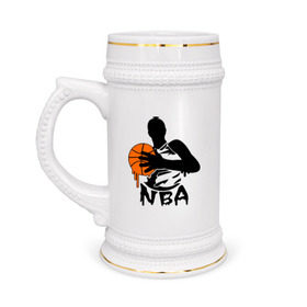 Кружка пивная с принтом NBA в Тюмени,  керамика (Материал выдерживает высокую температуру, стоит избегать резкого перепада температур) |  объем 630 мл | basketball | баскет | баскетбол | баскетбольный | нба | спорт