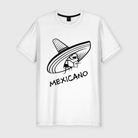 Мужская футболка премиум с принтом Mexicano в Тюмени, 92% хлопок, 8% лайкра | приталенный силуэт, круглый вырез ворота, длина до линии бедра, короткий рукав | mexicano | skull | мексиканец | череп